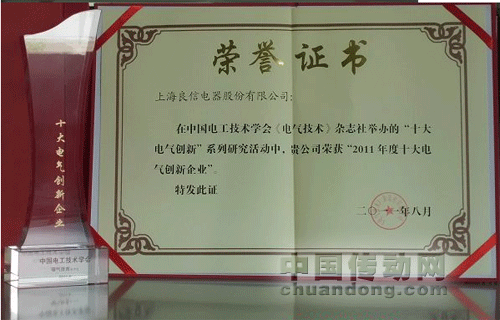 良信電器榮獲2011全國十大創(chuàng)新企業(yè)和十大創(chuàng)新產(chǎn)品兩項大獎 